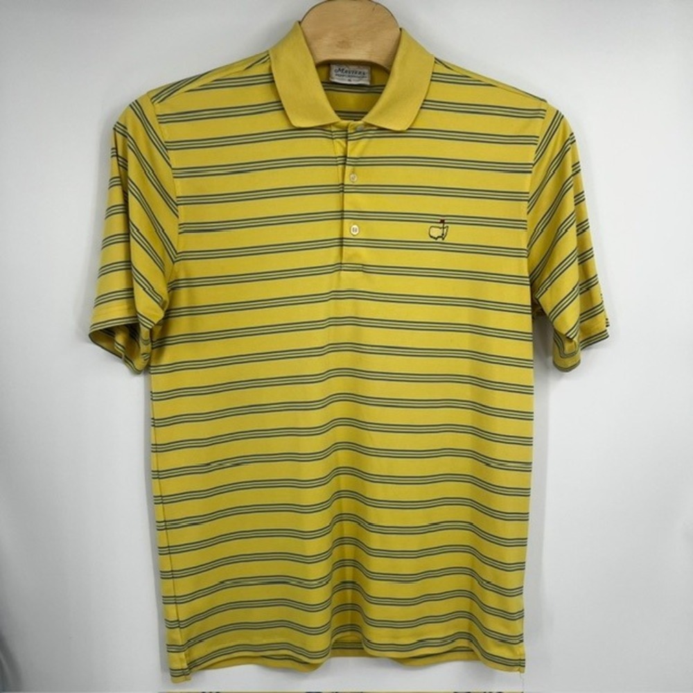 Masters Performance Men's XL Yellow and Blue Striped Golf Polo Shirt